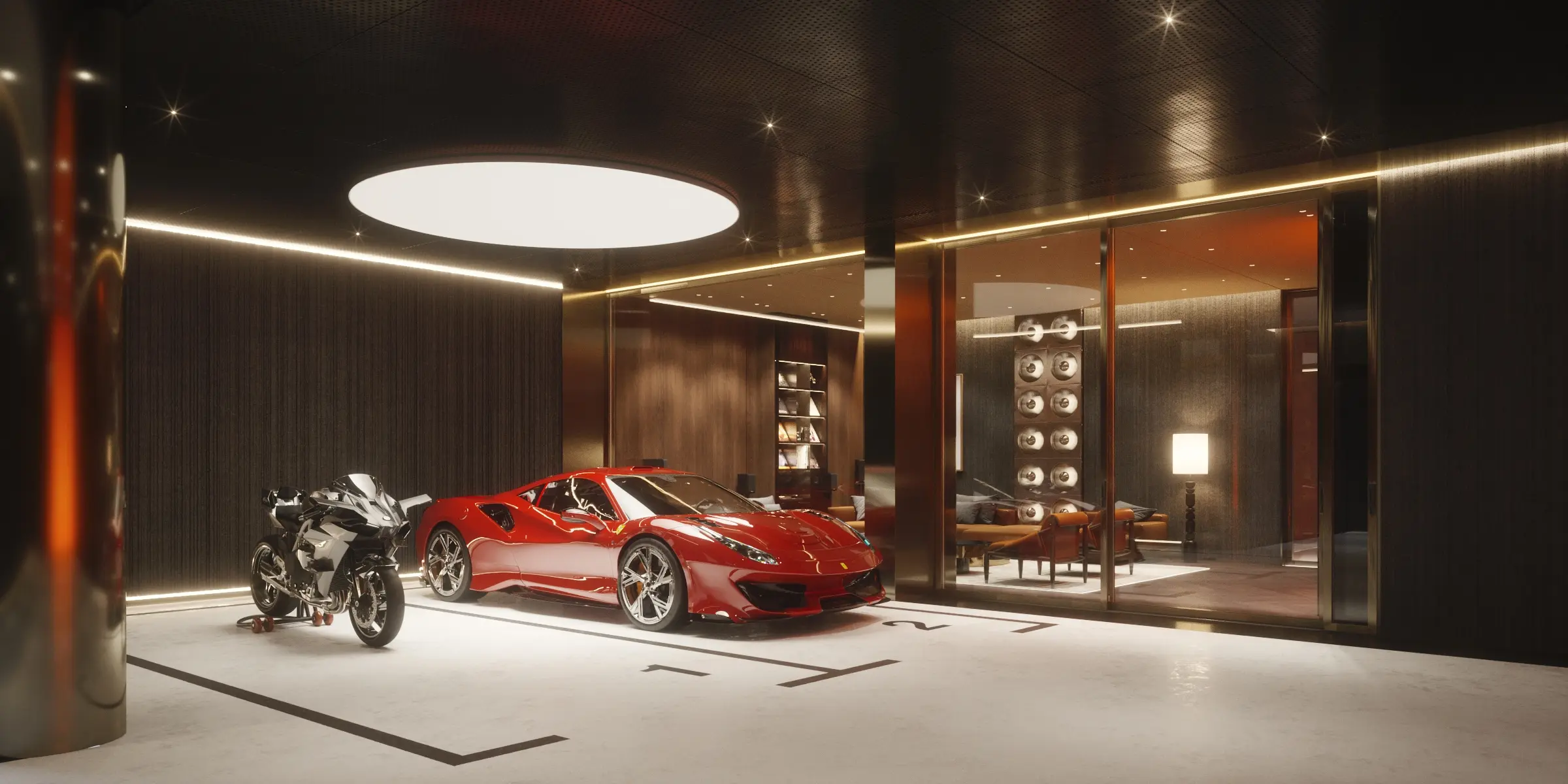 Private basement garage at Villa 125